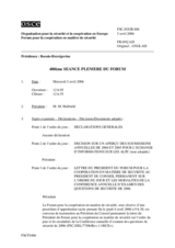 Journal of the 480th Plenary Meeting of the Forum for Security Co-operation (fr)