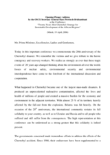 Speech by the OSCE Secretary General at the Minsk conference on the 20th anniversary of the Chernobyl nuclear disaster Speech by the OSCE Secretary General at the Minsk conference on the 20th anniversary of the Chernobyl nuclear disaster