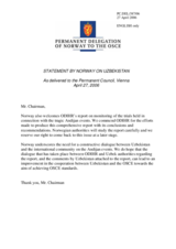 Statement by the Delegation of Norway on the report on the ODIHR trial monitoring in Uzbekistan