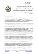 Statement by the Delegation of the United States of America on attack on report of ODIHR Trial Monitoring in Uzbekistan