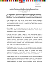 Statement by the Delegation of Austria/EU Presidency in response to Volodymyr Kholosha, Ukrainian Deputy Minister for Emergency Situations and the Protection of the Population from the Consequences of the Chernobyl Catastrophe
