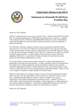 Statement by the Delegation of the United States of America on Sixteenth World Press Freedom Day