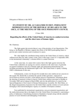 Statement by the Delegation of Belarus regarding the efforts of the United States of America to combat terrorism and the observance of human rights