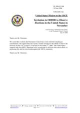 Invitation by the Delegation of the United State of America to ODIHR to Observe Elections in the United States in November 2006