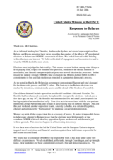 Response by the Delegation of the United States of America to Belarus concerning the presidential elections in Belarus, held on 19 March 2006, and the case of Mr. A. Kozulin