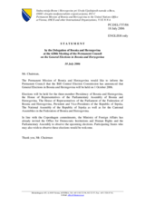 Statement by the Delegation of Bosnia and Herzegovina on the General Elections in Bosnia and Herzegovina