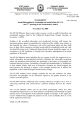 Statement by the Delegation of Azerbaijan on behalf of the GUAM  on the presidential election and referendum held in South Ossetia, Georgia on 12 November 2006