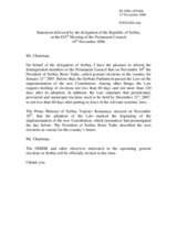 Statement by the Delegation of the Republic of Serbia about the general election that is to be held in Serbia on January 21, 2007