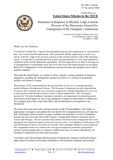 Statement by the Delegation of the United States of America in response to address by Director General of the Directorate General for Enlargement of the European Commission, Mr Michael Leigh