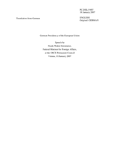 Address by the German Presidency of the European Union, Federal Minister for Foreign Affairs Frank -Walter Steinmeier