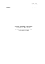 Address by the German Presidency of the European Union, Federal Minister for Foreign Affairs Frank -Walter Steinmeier (fr)