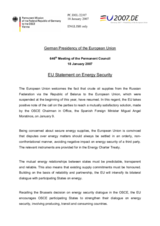 Statement by the German Presidency of the European Union on Energy Security