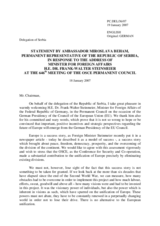 Statement by the Delegation of Serbia in response to the address by the German Presidency of the European Union , Federal Minister for Foreign Affairs Frank -Walter Steinmeier