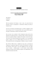 Statement on Turkmenistan by the OSCE Secretary General Statement on Turkmenistan by the OSCE Secretary General