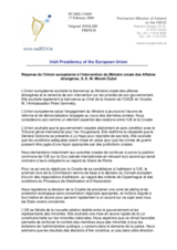 Statement by the Delegation of Ireland/European Union in response to the address made by the Minister of Foreign Affairs of the Republic of Croatia, H.E. Dr. Miomir Zuzul (fr)