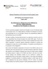 Statement by the German Presidency of the European Union with the candidate and potential countries and those involved in the Stabilisation and Association Process in allignment in response to the President of the Republic of Lithuania H.E. Valdas Adamkus