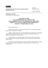 Permanent Council Decision, subject to a silence procedure expiring on Sunday, 7 March 2004, at 6 p.m.