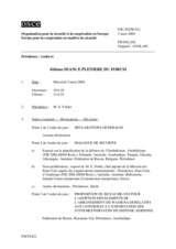 Journal of the 416th Plenary Meeting of the Forum for Security Co-operation/Corrected reissue (fr)