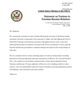 Statement by the Delegation of the United States of America on Tensions in Estonian-Russian Relations