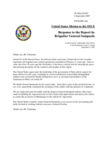 Statement by the Delegation of the United States in Response to the Report by the Personal Representative of the OSCE Chairman-in-Office for Article IV, Brigadier-General Claudio Sampaolo