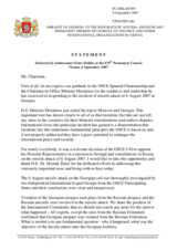 Statement by the Delegation of Georgia on the missile incident in Georgia on 6th August 2007