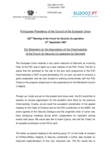 Statement by the Portuguese Presidency of the Council of the European Union on the Assumption of the Chairmanship of the Forum for Security Co-operation by Denmark