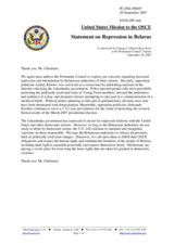 Statement by the Delegation of the United States on Repression in Belarus