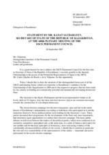 Statement by the Secretary of State of Kazakhstan, His Excellency Kanat B. Saudabayev