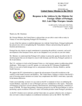 Statement by the Delegation of the United States in Response to the Address by the Minister for Foreign Affairs of Portugal, His Excellency Luis Filipe Marques Amado