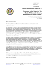 Statement by the Delegation of the United States in Response to the Report of the Head of Mission in Kosovo, Ambassador Werner Wnendt