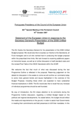Statement by the Portuguese Presidency of the Council of the European Union in response Response to the 2008 Budget Proposal by the Secretary General, Ambassador de Brichambaut