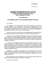 Statement by the Delegation of the Holy See on representation of the 2008 Unified Budget Proposal