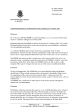 Statement by the Delegation of Belgium on Final Report by ODIHR on the federal elections conducted on 10 June 2007.