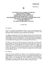 Statement by the Delegation of Serbia in Response to the Address of Ambassador Miroslav Lajcak, High Representative and EU Special Representative for Bosnia and Herzegovina