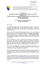 Statement by the Delegation of Bosnia and Herzegovina in response to the High Representative of International Community and EU Special Representative to Bosnia and Herzegovina, His Excellency Miroslav Lajcak