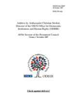 Address by Ambassador Christian Strohal, Director of the OSCE Office for Democratic Institutions and Human Rights (ODIHR)