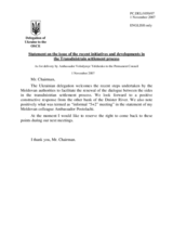 Statement by the Delegation of Ukraine on the issue of the recent initiatives and developments in the Transniestrian settlement process
