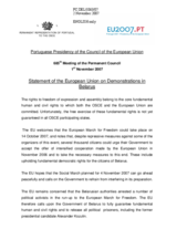 Statement by the Portuguese Presidency of the Council of the European Union on Demonstrations in Belarus