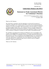 Statement by the United States on Needs Assessment Mission for Uzbekistan's Elections