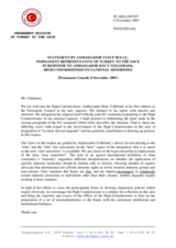 Statement by Delegation of Turkey in Response to  the OSCE High Commissioner on National Minorities, Ambassador Knut Vollebaek