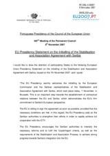 Declaration by Portuguese Presidency of the Council of the European Union on the initialling of the Stabilisation and Association Agreement with Serbia