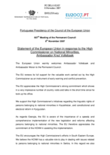 Statement by Portuguese Presidency of the Council of the European Union in response to the High Commissioner on National Minorities, Ambassador Knut Vollebaek