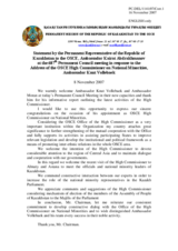 Statement by the Delegation of Kazakhstan in Response to the Address of the OSCE High Commissioner on National Minorities, Ambassador Knut Vollebaek