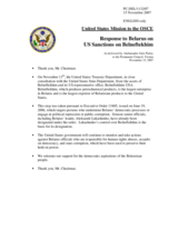 Statement by the Delegation of the United States in Response to Belarus on US Sanctions on Belneftekhim