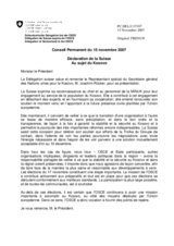 Statement by the Delegation of Switzerland on the subject of Kosovo (fr)