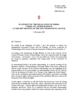 Statement by the Delegation of Serbia under "Any Other Business" on completion of the Chairmanship of the Council of Europe Committee of Ministers by the Republic of Serbia on November 12