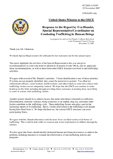 Statement by the Delegation of the United States in Response to the Report by Eva Biaudet, Special Representative/Co-ordinator on Combating Trafficking in Human Beings, Ms. Eva Biaudet