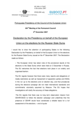 Declaration by the Portuguese Presidency of the Council of the European Union on the elections for the Russian State Duma