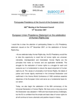 Statement by the Portuguese Presidency of the Council of the European Union on the celebration of Human Rights Day