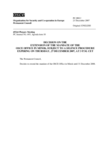 Permanent Council Decision under silence procedure on extension of the mandate of the OSCE Office in Minsk